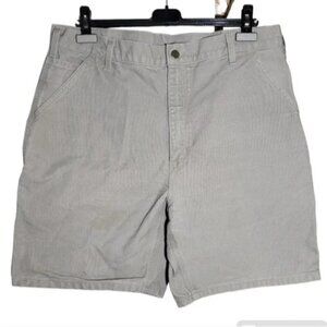 Carhartt utility carpenter cargo work thick cotton canvas gray tan shorts 38
